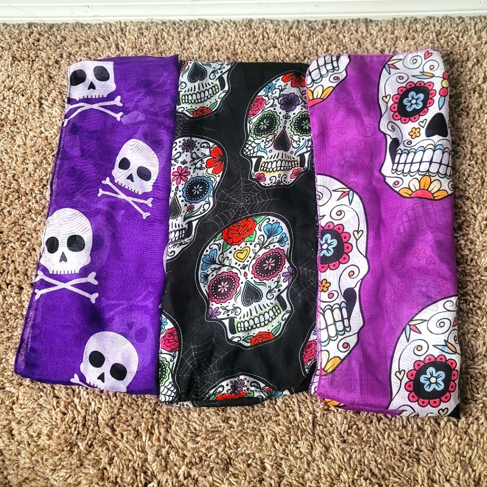 Greenbrier International Inc 3 set of Skull Scarves